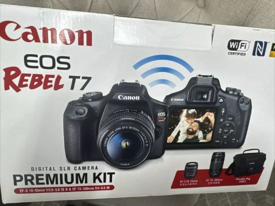 Picture of Canon EOS Rebel T7 24.1MP Digital Camera - Black (Kit with 18-55mm & 75-300mm Lenses)