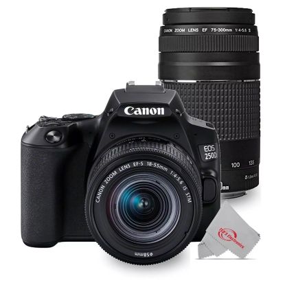 Picture of Canon EOS 250D / Rebel SL3 24MP DSLR Camera with 18-55mm STM + 75-300mm Lenses